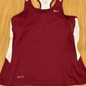 Nike pink and White Dri-FIT Tank Top- this is more pink then red in colour